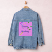 Denim Jacket Your Text or Happy Birthday on Rose (Hangar)