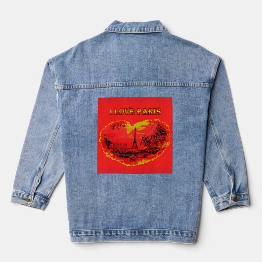 Denim jas ik hou van parijs jacket (Achterkant)