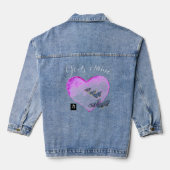 DENIM JAS MET HART & VLINDERS CUSTOM NAAM DENIM JACKET (Achterkant)