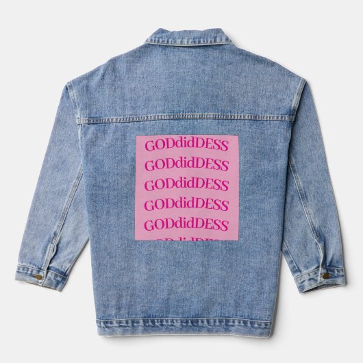 Denim Jas met Roze GODdidDESS letters Denim Jacket (Achterkant)