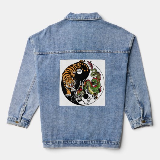 DENIM JAS TIJGER DRAAK CIRKEL DENIM JACKET (Achterkant)