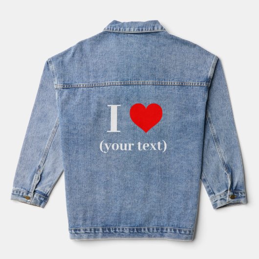 Denim jas voor dames - Custom I heart (jouw tekst) Denim Jacket (Achterkant)