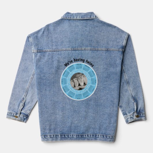 Denim Jean Jacket zwangerschap We hebben een tweel (Achterkant)