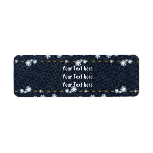 Denim Jean Stitched & Diamonds Étiquettes de adres (Devant)