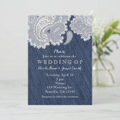 Denim Jean & White Lace Wedding Invitations (Debout devant)