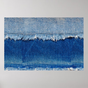 Denim jeans achtergrond. Gedrukte denim stof met b Poster