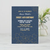 Denim Jeans Floral Pattern Birthday Invitation Kaart (Staand voorkant)
