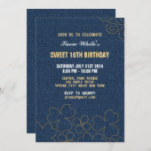 Denim Jeans Floral Pattern Birthday Invitation Kaart (Voorkant / Achterkant)