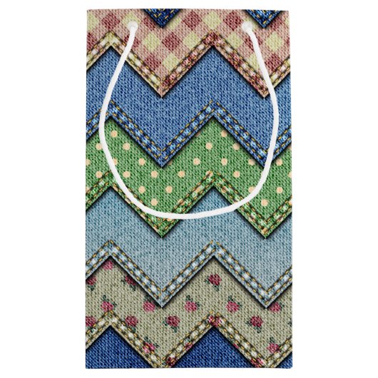 Denim jeans patchwork patroon geschenk tas klein cadeauzakje (Achterkant)