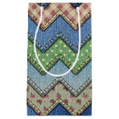 Denim jeans patchwork patroon geschenk tas klein cadeauzakje (Voorkant)