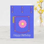 Denim Jeans Pocket Bonne carte d'anniversaire (Fleur jaune)