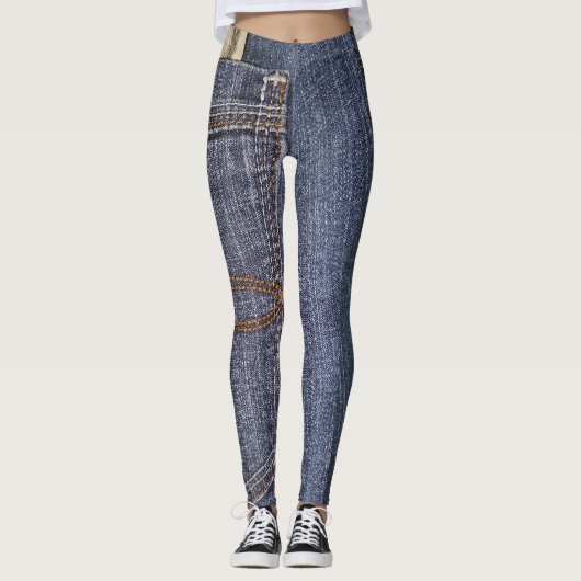 Denim Jeans Pocket & US Money Leggings (Voorkant)