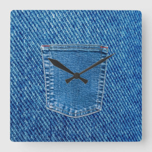 Denim Jeans Pocket Westerne wandklok Vierkante Klok