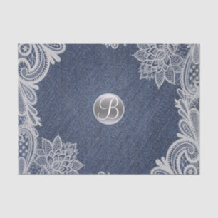 Denim & Kant Rustiek Glam Elegant Monogram Initiaa Tissuepapier