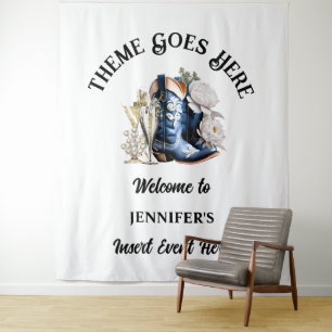 Denim kant Texas country cowgirl laarzen bruisend  Wandkleed