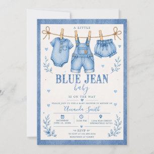 Denim Klerenlijn Blauwe Jean Baby Baby Shower Kaart