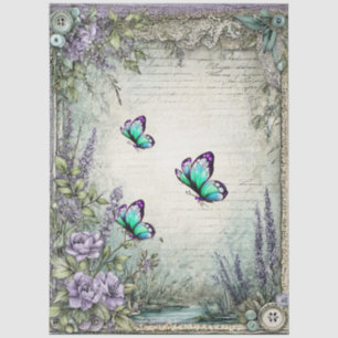 Denim & Lace Bloemen Fantasy Vlinders Decoupage Tissuepapier