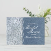 Denim & Lace Bruiloft uitnodiging voor een rustiek (Staand voorkant)