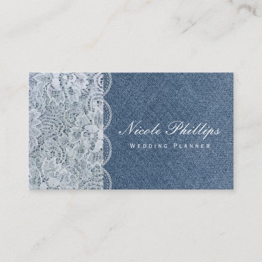 Denim & Lace Chic Elegant Classy Carte de visite (Devant)