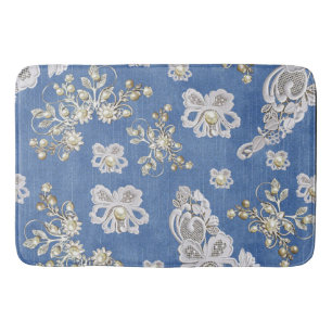 Denim Lace - Ivory-Pearls herhaal Patroon Badmat