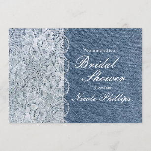 Denim & Lace Rustieke Bruiloft Feest Uitnodiging