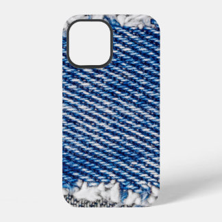 Denim lijst. Gedrukt denimweefsel met rand iPhone 12 Hoesje