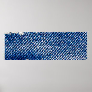 Denim lijst. Gedrukt denimweefsel met rand Poster