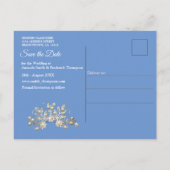 Denim met Cream Flower Lace Aankondigingskaart (Achterkant)