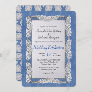 Denim met Cream Flower Lace Kaart