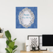 Denim met Cream Flower Lace Poster (Thuiskantoor)