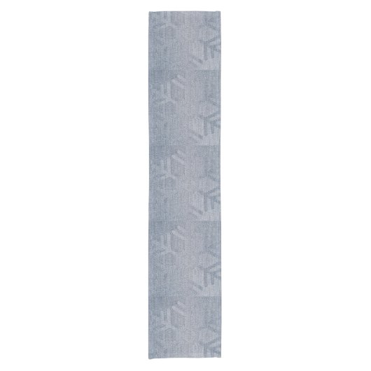 Denim Mode Snowflakes Korte Tafelloper (Voorkant)