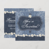 Denim n Daisies Wedding Invitation Western Kaart (Voorkant / Achterkant)