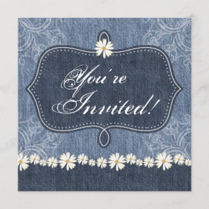 Denim n Daisies Wedding Invitation Western Kaart