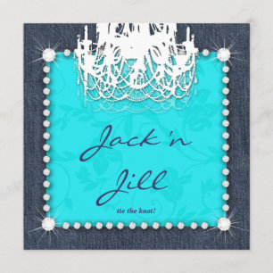 Denim n Diamonds Wedding Chandelier Floral Blue Kaart