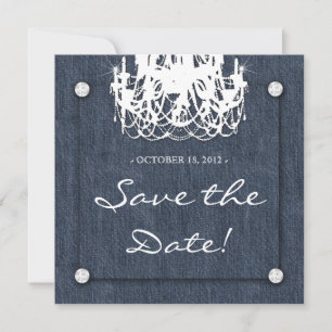 Denim n Diamonds Wedding Invitation Chandelier 1 Save The Date