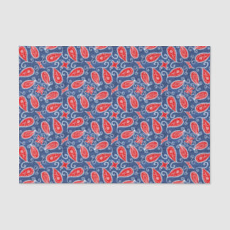 Denim Paisley Cute Floral Red White en Blue Jeans Tissuepapier