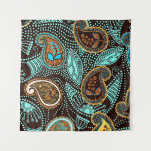 Denim Paisley: Naadloze jeans textuur patroon Wandkleed
