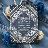 Denim Parels Kant Elegant Modern 50ste Verjaardag Kaart