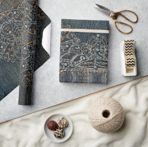 Denim Pareltjes Cadeaupapier