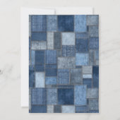 Denim Patchwork Bear Boy Blue Jean Baby Shower Kaart (Achterkant)