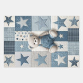 Denim Patchwork Bear Napkins Inpakpapier Vel (Voorkant 3)
