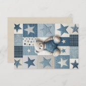 Denim Patchwork Bear Thank You Card Bedankkaart (Voorkant / Achterkant)