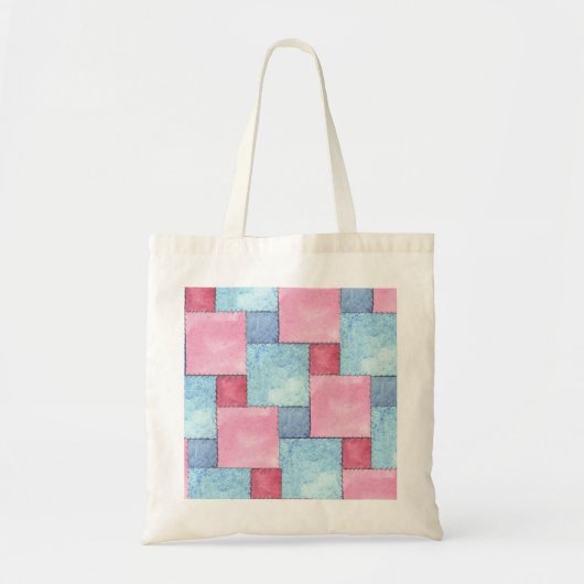 Denim Patchwork Canvas tas, Pinks, Blues Tote Bag (Voorkant)