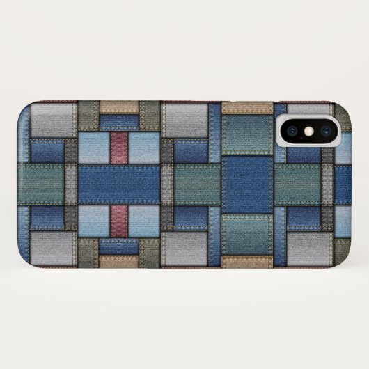 Denim Patchwork Case-Mate iPhone Case (Achterkant (horizontaal))