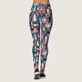 Denim Patchwork Geplakte kerstbomen & rendieren Leggings (Achterkant)