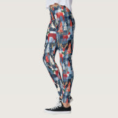 Denim Patchwork Geplakte kerstbomen & rendieren Leggings (Links)