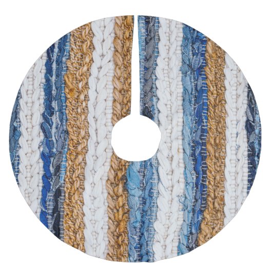 Denim patchwork: gerecycled jeans tapijt. kerstboom rok (Voorkant)