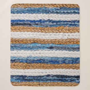 Denim patchwork: gerecycled jeans tapijt. sherpa deken
