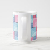 Denim Patchwork Jumbo Mok, Pinks, Blues Mok (Achterkant)