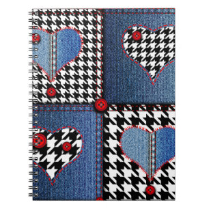 Denim Patchwork: naadloos stoffenpatroon Notitieboek